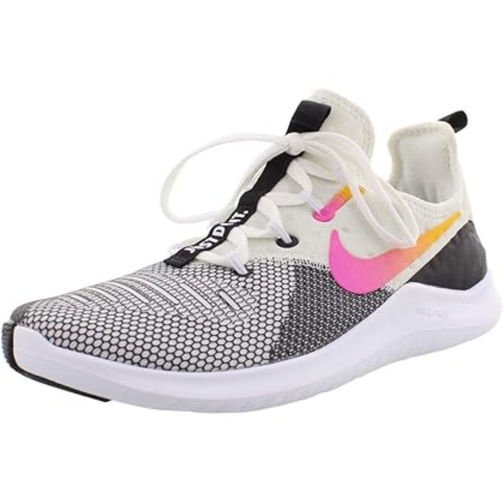 Nike Free TR 8Womens White and Pink Sneakers,Breathable Mesh and Swoosh Logo,8.5
